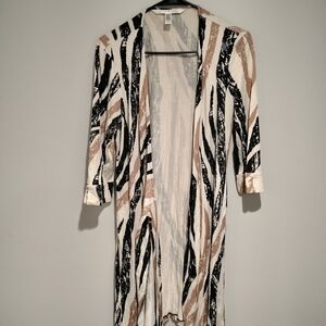 Diane Von Furstenberg Zebra Print Silk Cardigan